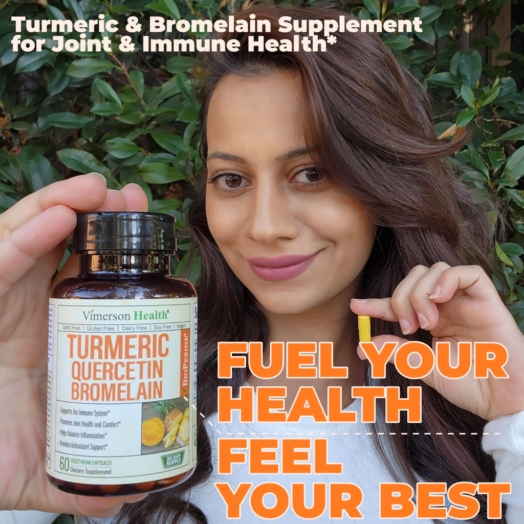 Quercetin with Bromelain Turmeric Curcumin Supplement – Allergy Relief, Immune & Joint Support – Organic Turmeric Supplement w/Bioperine for Enhanced Absorption - FENGGESTORE20