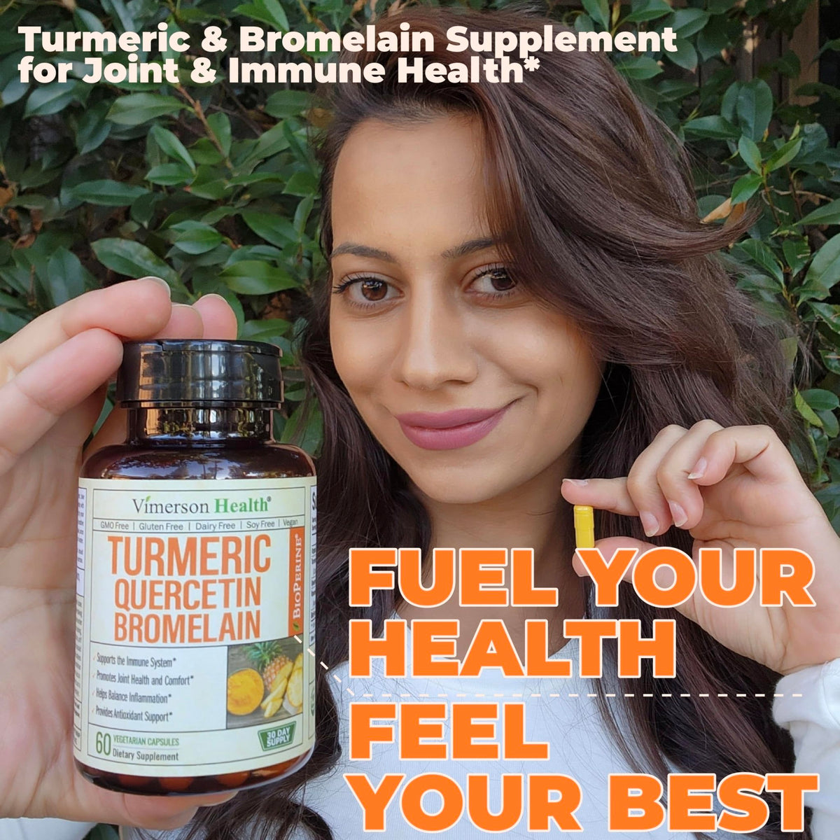 Quercetin with Bromelain Turmeric Curcumin Supplement – Allergy Relief, Immune & Joint Support – Organic Turmeric Supplement w/Bioperine for Enhanced Absorption - FENGGESTORE20