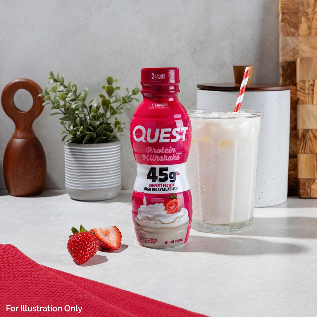 Quest Nutrition Strawberry Protein Shake, 45g Protein, 2g Sugar, 4g Net Carbs, Ready to Drink, Gluten Free, 4 Count - FENGGESTORE20