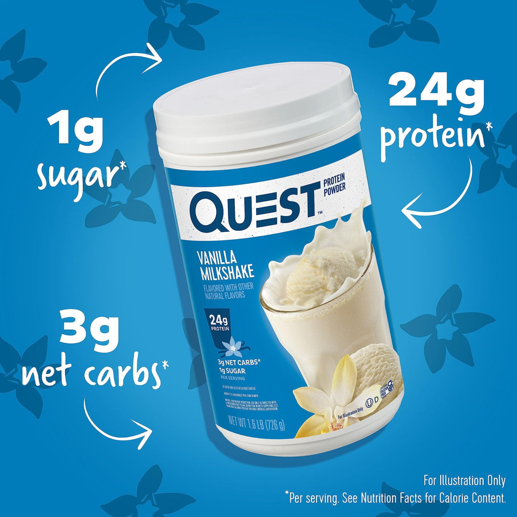 Quest Nutrition Vanilla Milkshake Protein Powder, 24g of Protein, 1g of Sugar, Low Carb, Gluten Free, 1.6 Pound, 23 Servings - FENGGESTORE20