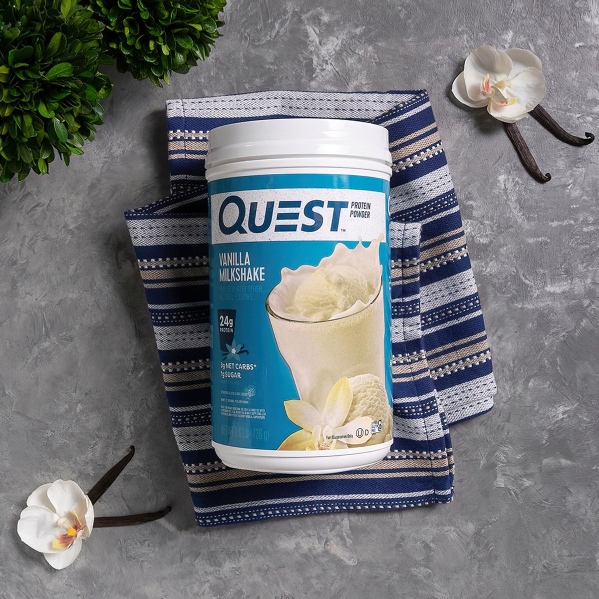 Quest Nutrition Vanilla Milkshake Protein Powder, 24g of Protein, 1g of Sugar, Low Carb, Gluten Free, 1.6 Pound, 23 Servings - FENGGESTORE20
