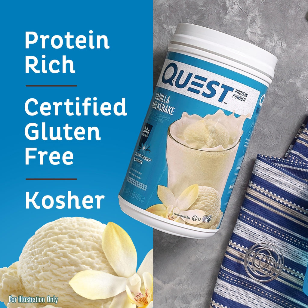 Quest Nutrition Vanilla Milkshake Protein Powder, 24g of Protein, 1g of Sugar, Low Carb, Gluten Free, 1.6 Pound, 23 Servings - FENGGESTORE20