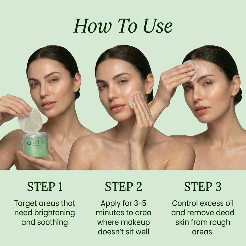 QUIA Toner Pads – AHA/BHA Dual-Action Exfoliate and Hydrate All in One – Soothing Formula for Sensitive Skin – Reduces Blackheads and Blemishes - FENGGESTORE20