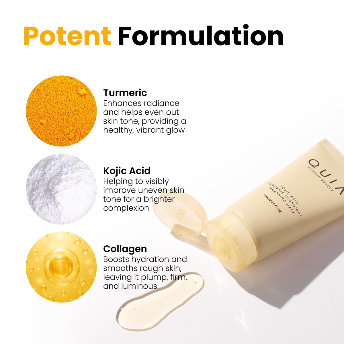 QUIA Turmeric + Kojic Acid Overnight Wrapping Mask – Hydration Mask for Glowing Skin - FENGGESTORE20