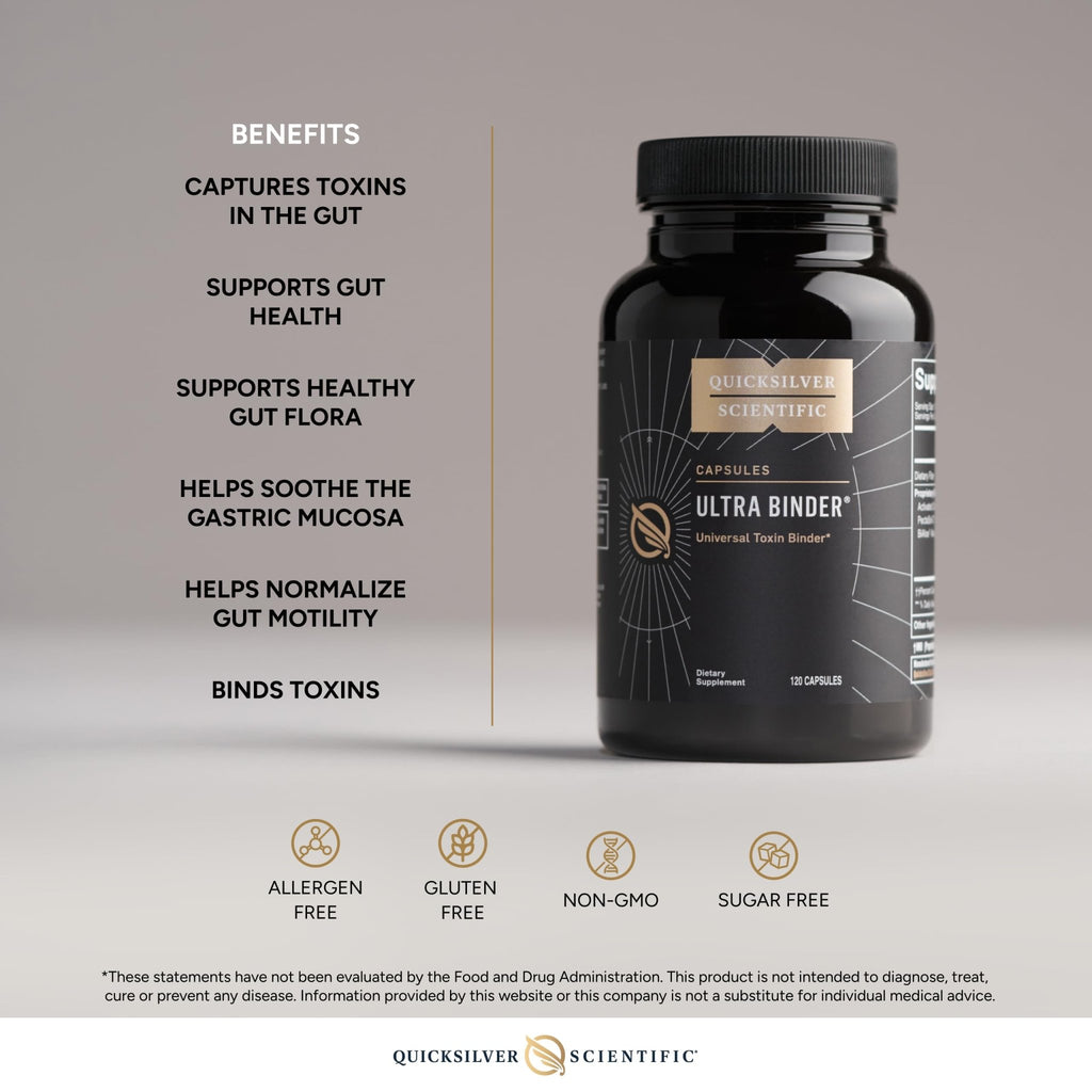 Quicksilver Scientific Ultra Binder - Multi Toxin Binder with Bentonite Clay Powder, Zeolite Detox & Charcoal - Supplement for Gut Support - FENGGESTORE20