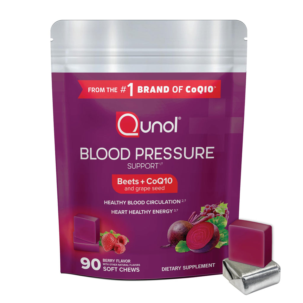 Qunol Beets Chews for Blood Pressure Support, 3 in 1 Beets + CoQ10 + Grape Seed Extract, - FENGGESTORE20