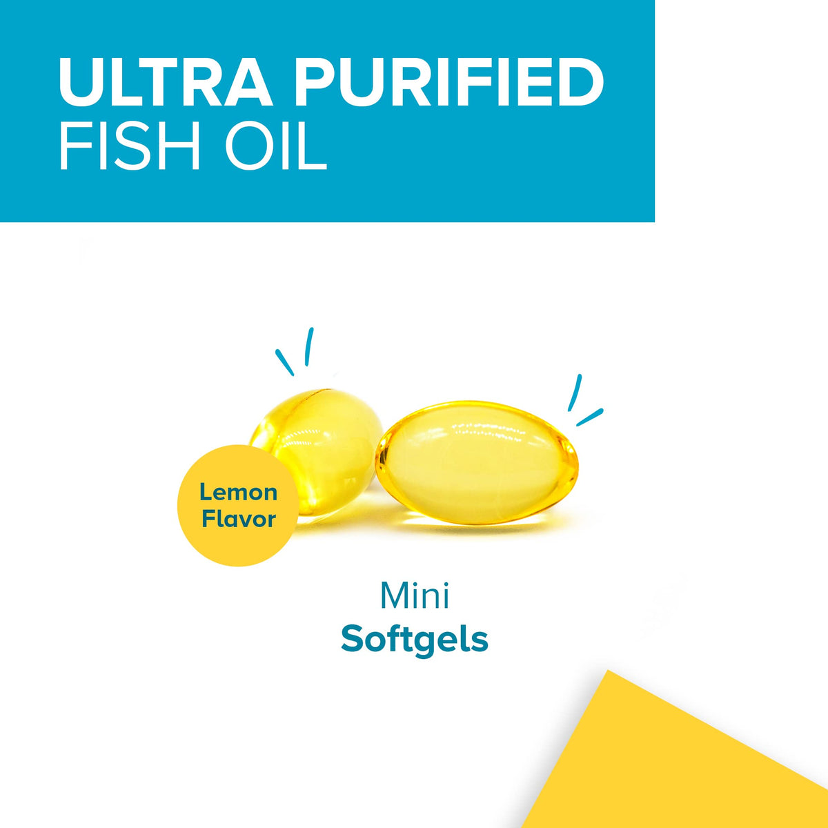 Qunol Fish Oil Omega 3 Mini Softgels, 1000mg Omega 3 EPA + DHA, Ultra Pure Supplements, Heart Health Support, Lemon Flavor, Easy to Swallow Minis, 3 Month Supply, 180 Count - FENGGESTORE20