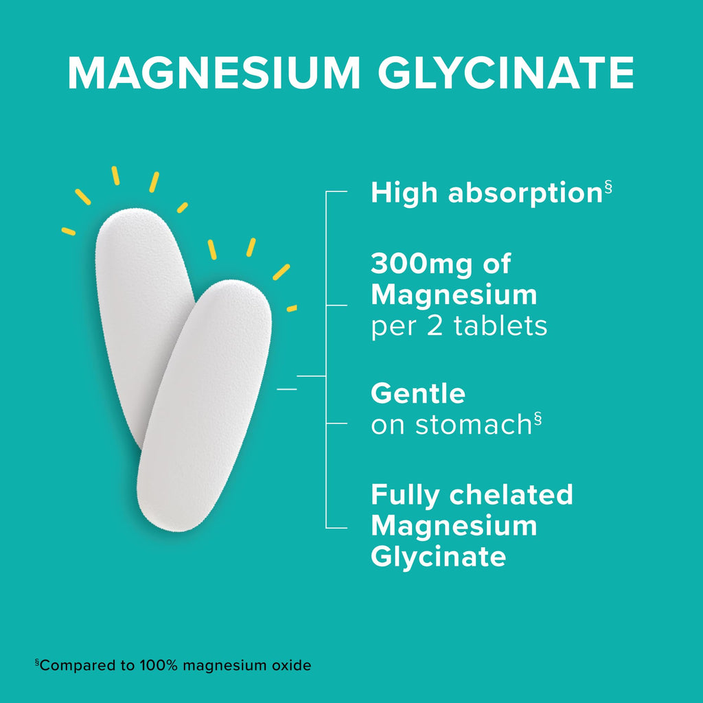 Qunol Magnesium Glycinate 300mg, 100% Glycinate Chelated Magnesium Supplement, 150ct Tablets - FENGGESTORE20