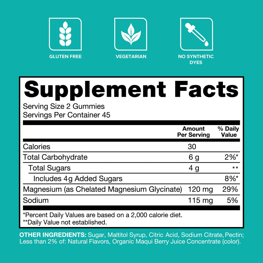 Qunol Magnesium Glycinate Gummies, 120mg of Magnesium Glycinate, High Absorption, Mixed Berry, 90 Count (Pack of 1) - FENGGESTORE20