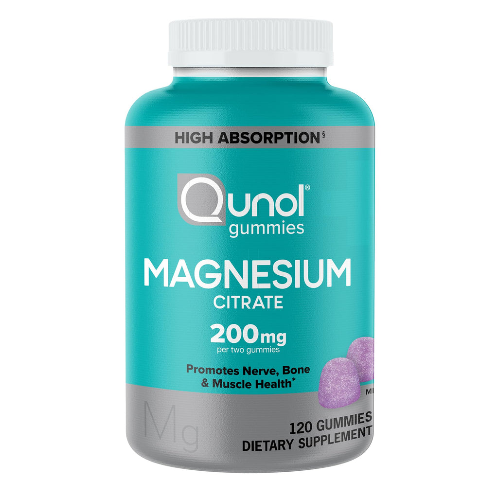 Qunol Magnesium Gummies for Adults, 200mg Elemental Magnesium (from 1,750mg Magnesium Citrate), High Absorption Magnesium Supplement, Supports Nerve, - FENGGESTORE20