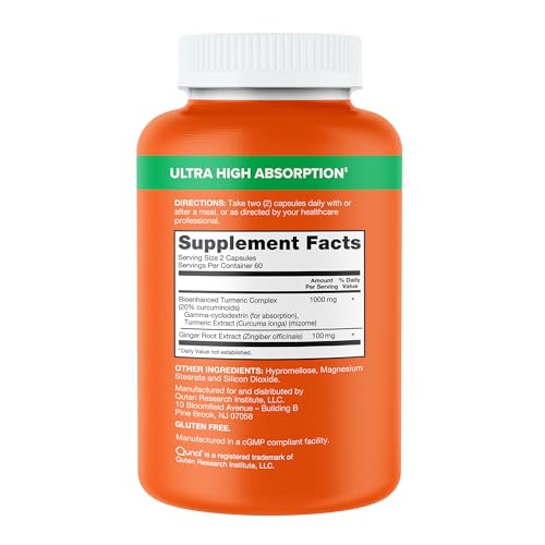 Qunol Turmeric and Ginger Capsules, 1000mg Turmeric Supplement, Ultra High Absorption to Support Joint Health, #1 Doctor Recommended Form - FENGGESTORE20