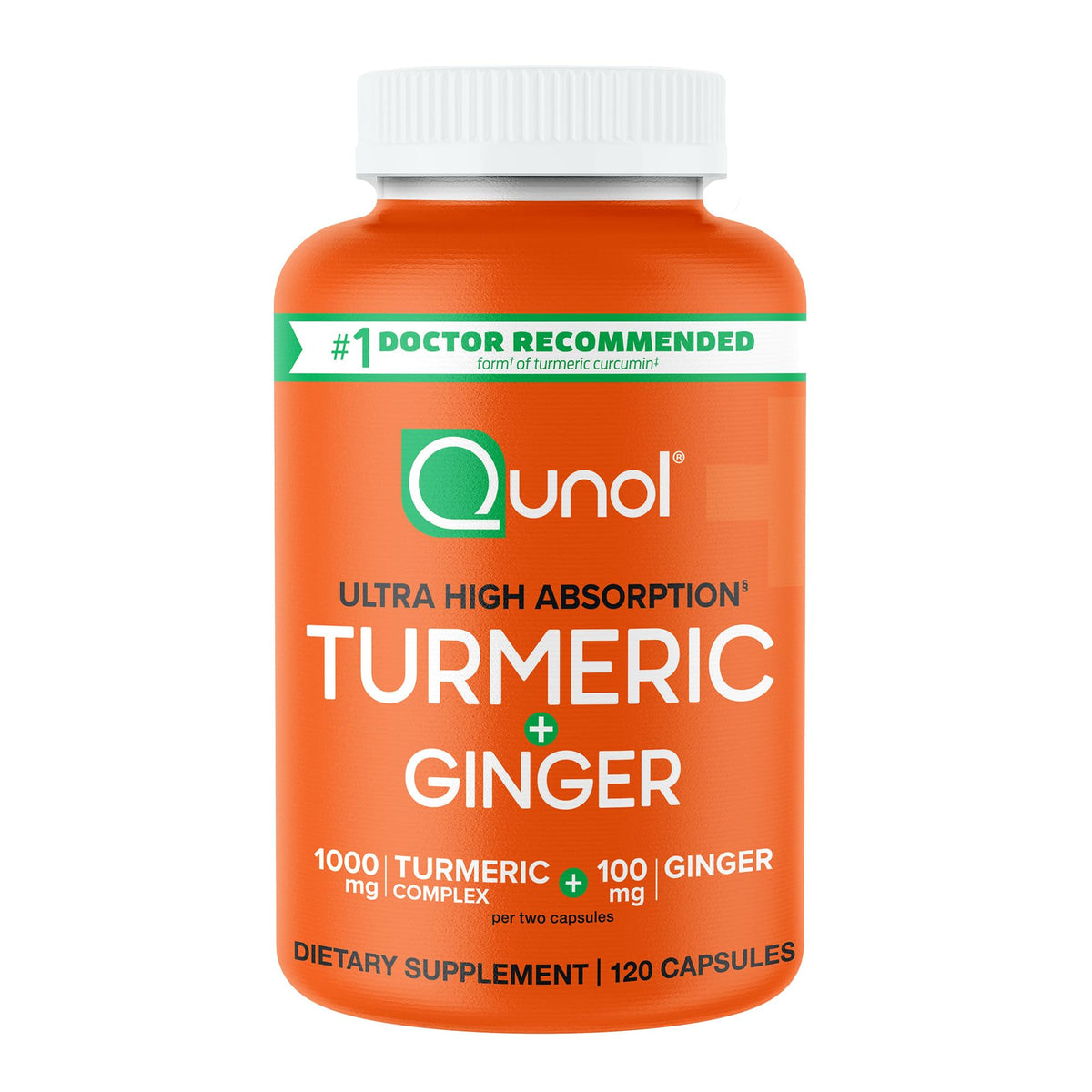 Qunol Turmeric and Ginger Capsules, 1000mg Turmeric Supplement, Ultra High Absorption to Support Joint Health, #1 Doctor Recommended Form - FENGGESTORE20
