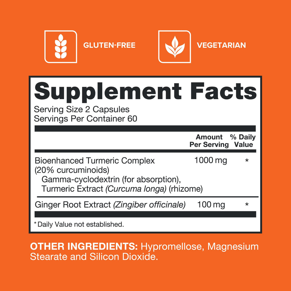 Qunol Turmeric and Ginger Capsules, 1000mg Turmeric Supplement, Ultra High Absorption to Support Joint Health, #1 Doctor Recommended Form - FENGGESTORE20
