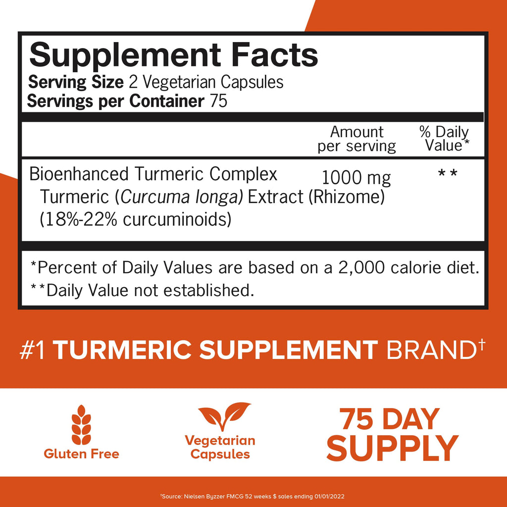Qunol Turmeric Curcumin Supplement, 1000mg with Ultra High Absorption, for Joint Support, Extra Strength Capsules, 150 Count - FENGGESTORE20