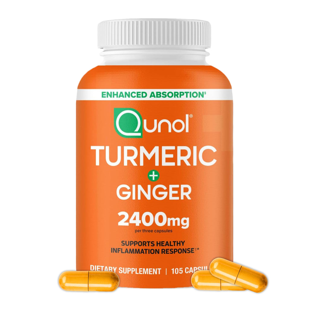 Qunol Turmeric Curcumin with Black Pepper & Ginger, 2400mg Turmeric Extract with 95% Curcuminoids, Extra Strength Supplement - FENGGESTORE20