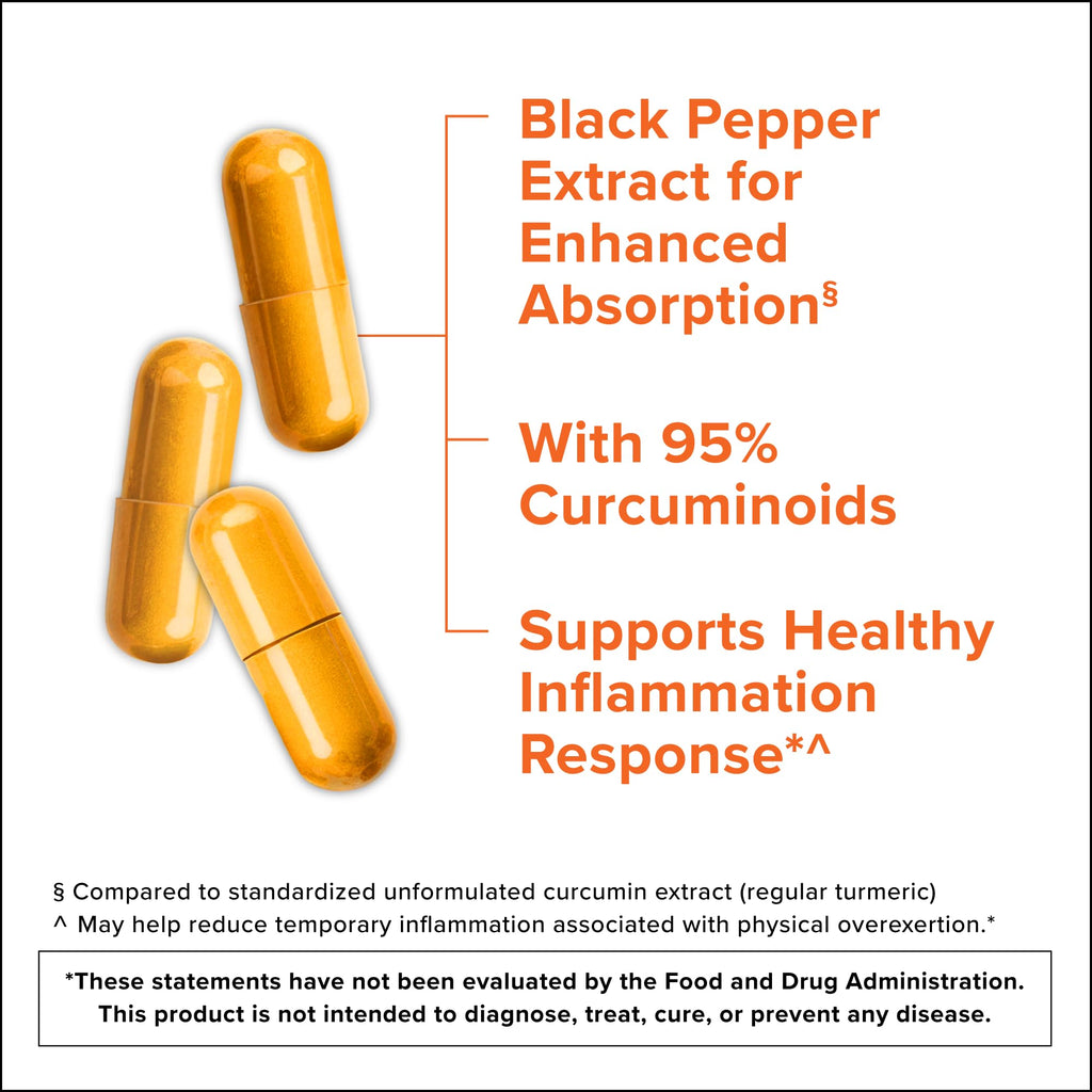 Qunol Turmeric Curcumin with Black Pepper & Ginger, 2400mg Turmeric Extract with 95% Curcuminoids, Extra Strength Supplement - FENGGESTORE20