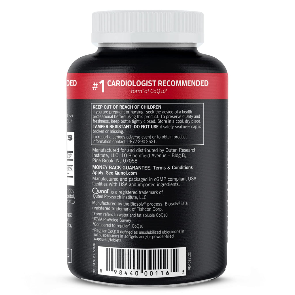Qunol Ultra CoQ10 100mg, 3x Better Absorption, Patented Water and Fat Soluble Natural Supplement Form of Coenzyme Q10 - FENGGESTORE20