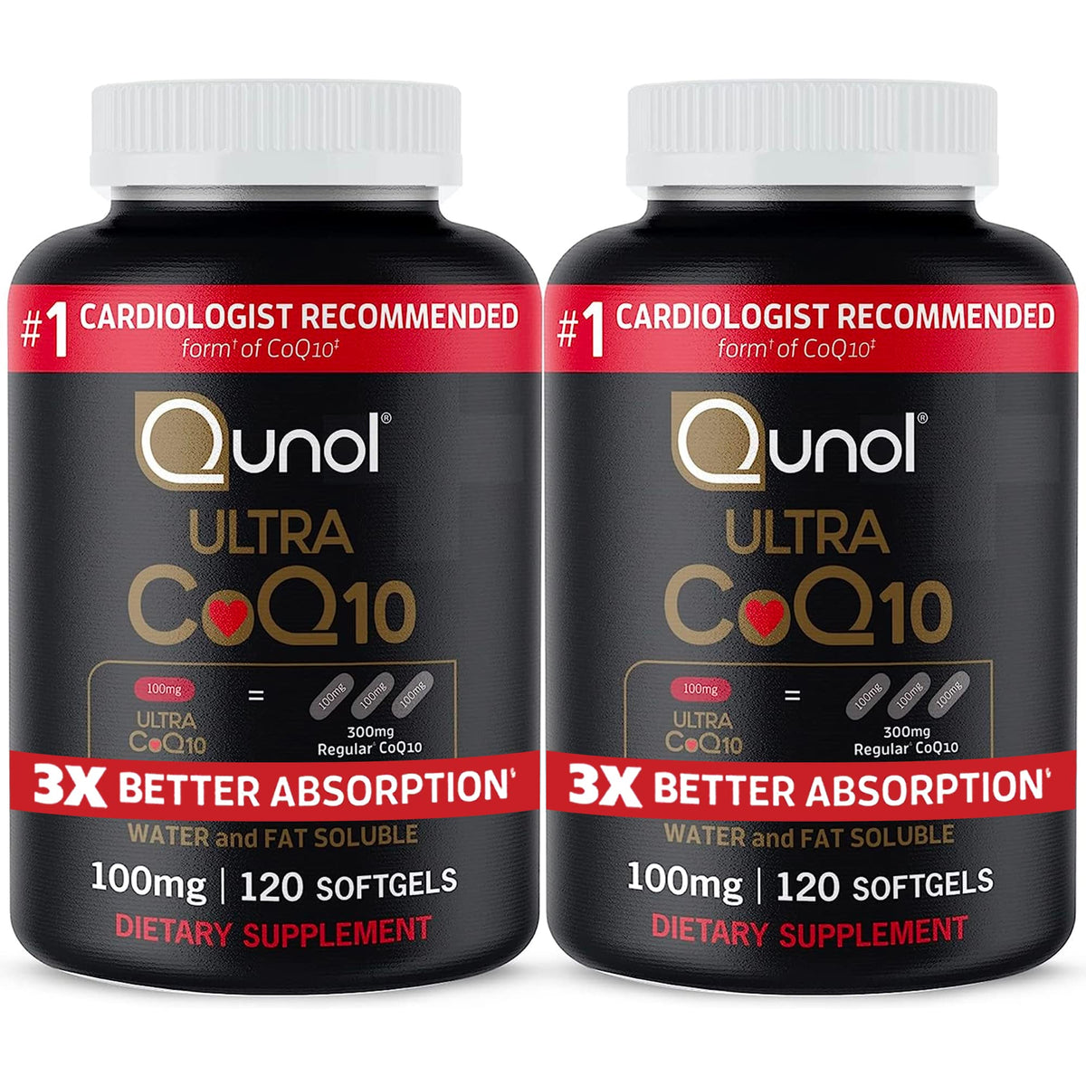 Qunol Ultra CoQ10 100mg, 3x Better Absorption, Patented Water and Fat Soluble Natural Supplement Form of Coenzyme Q10 - FENGGESTORE20
