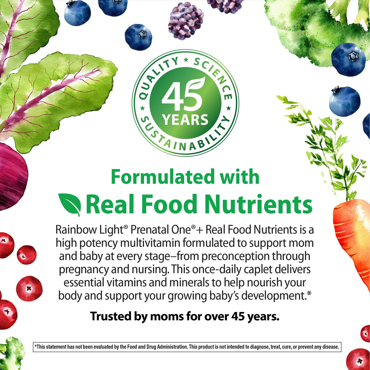 Rainbow Light Prenatal One Multivitamin Support from Conception to Postnatal, High Potency, Clinically Proven Absorption of Vitamin D, B2, Folate, Calcium - FENGGESTORE20
