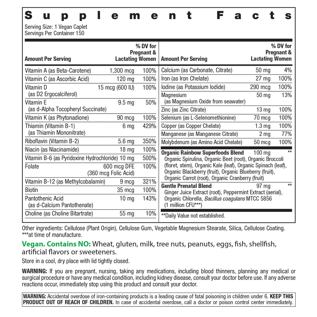 Rainbow Light Prenatal One Multivitamin Support from Conception to Postnatal, High Potency, Clinically Proven Absorption of Vitamin D, B2, Folate, Calcium - FENGGESTORE20