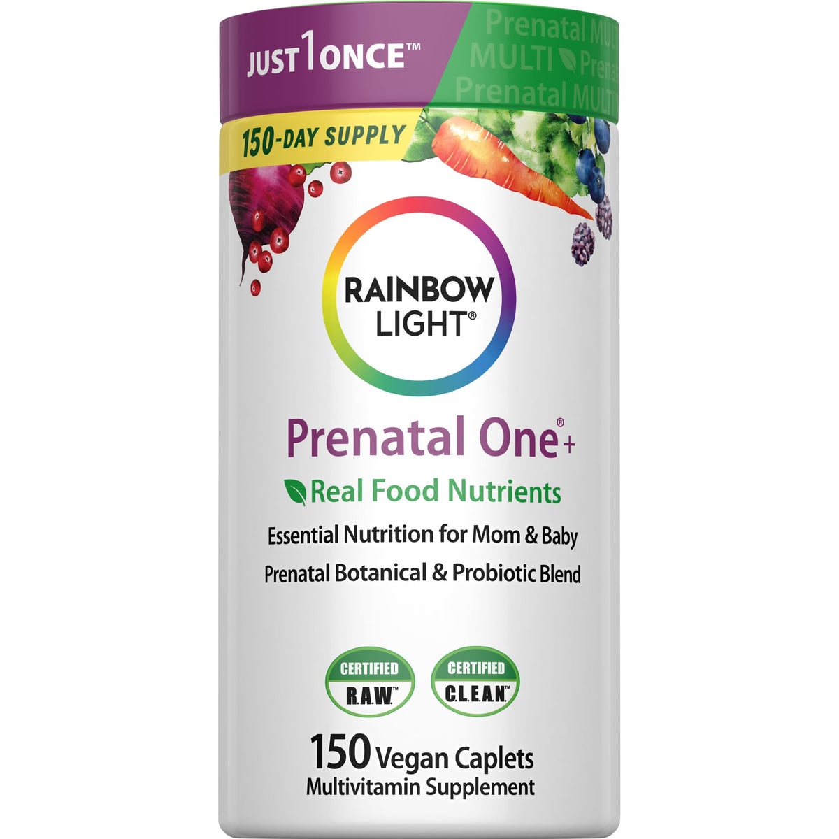 Rainbow Light Prenatal One Multivitamin Support from Conception to Postnatal, High Potency, Clinically Proven Absorption of Vitamin D, B2, Folate, Calcium - FENGGESTORE20