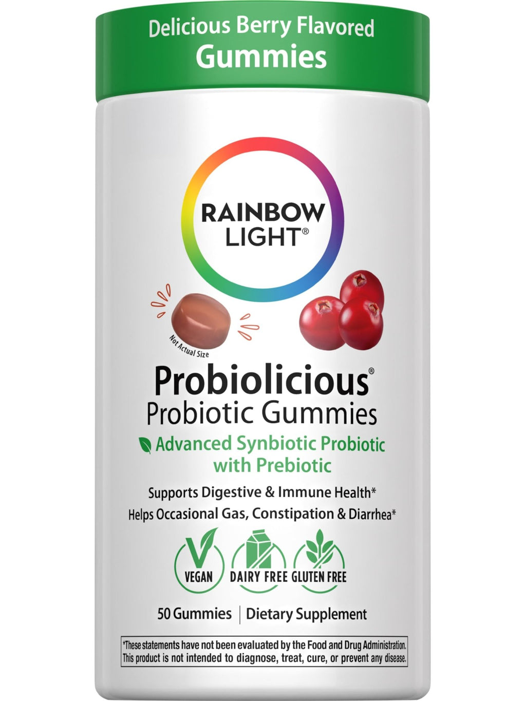 Rainbow Light Probiotic Gummies | 50 Count | Advanced Synbiotic with Prebiotic | for Men, Women & Children | Supports Digestive & Immune Health - FENGGESTORE20