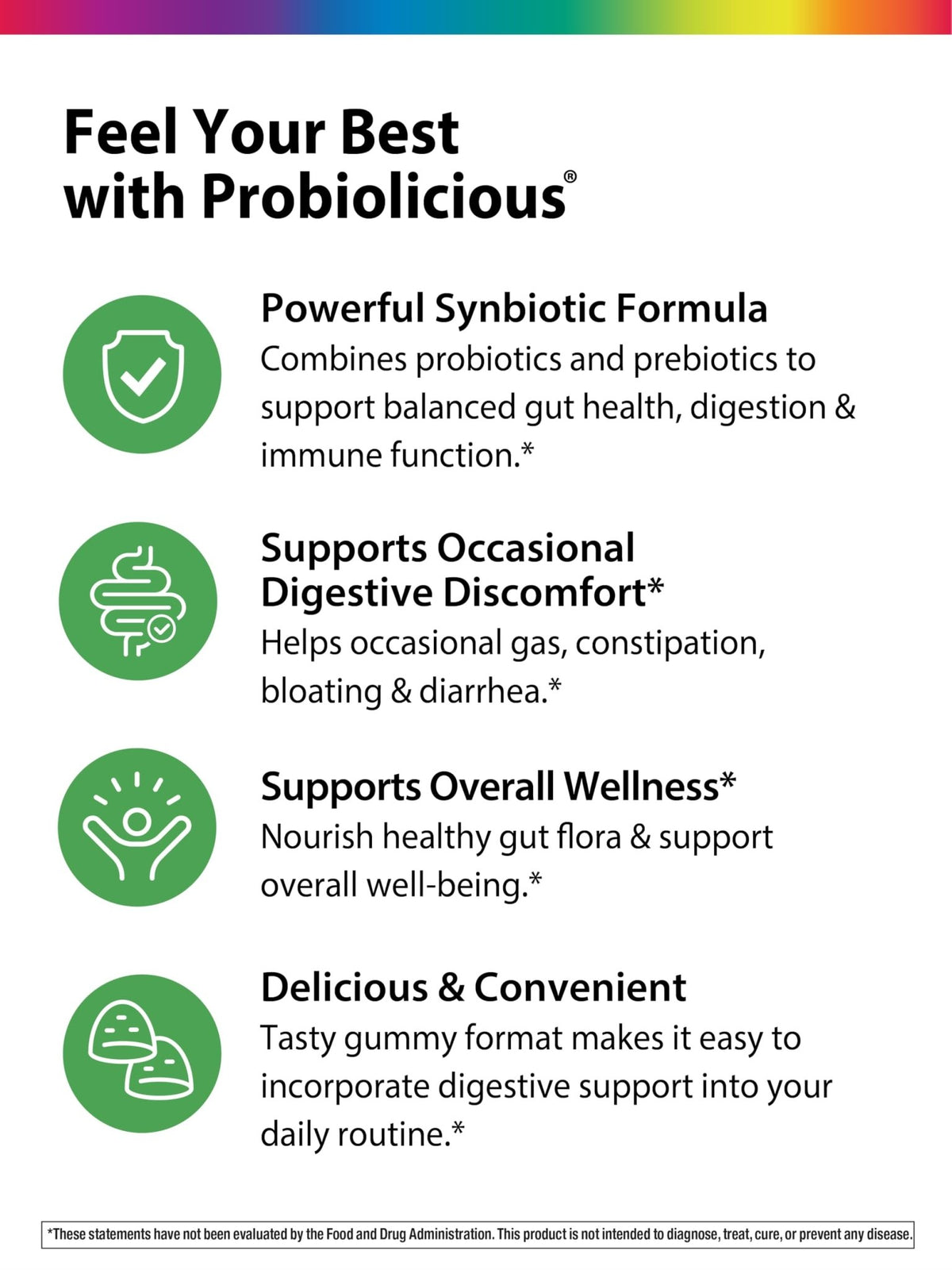 Rainbow Light Probiotic Gummies | 50 Count | Advanced Synbiotic with Prebiotic | for Men, Women & Children | Supports Digestive & Immune Health - FENGGESTORE20
