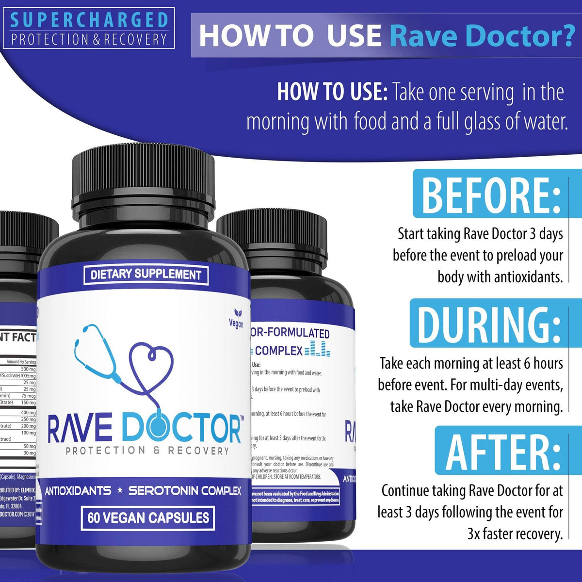 Rave Doctor 5 HTP Supplement - Essential Rave Vitamins for Festival Goers, Rave Accessories, Festival Essentials, Festival Gear, Rave Essentials, 5htp Supplement - FENGGESTORE20