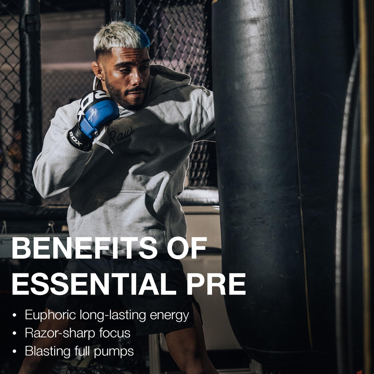 RAW Essential Pre-Workout Powder (Fruit Burst) - Chris Bumstead Sports Nutrition Supplement for Men & Women - Preworkout Energy Powder with Caffeine - FENGGESTORE20