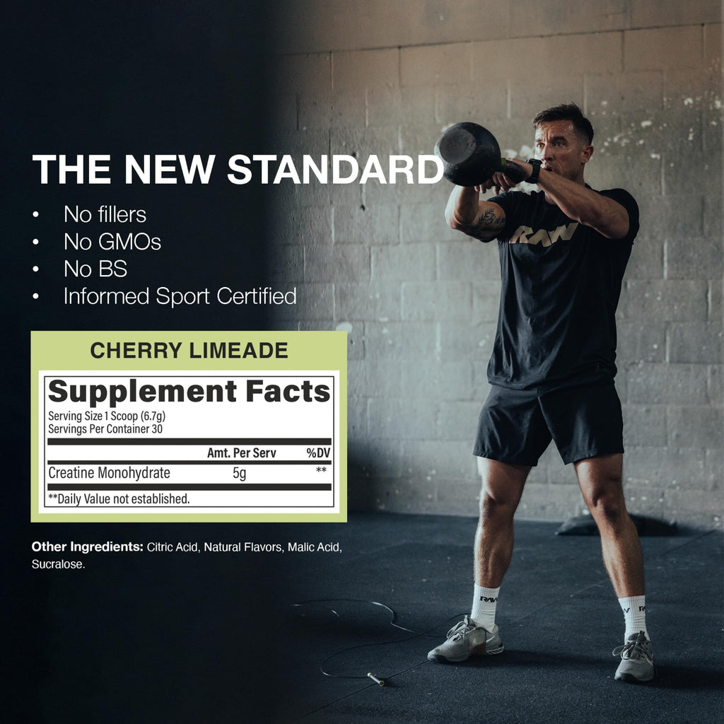 RAW Nutrition Creatine Monohydrate Powder, Cherry Limeade (30 Servings) - Micronized Creatine Monohydrate Supplement for Workout Performance, Build Muscle & Strength - FENGGESTORE20
