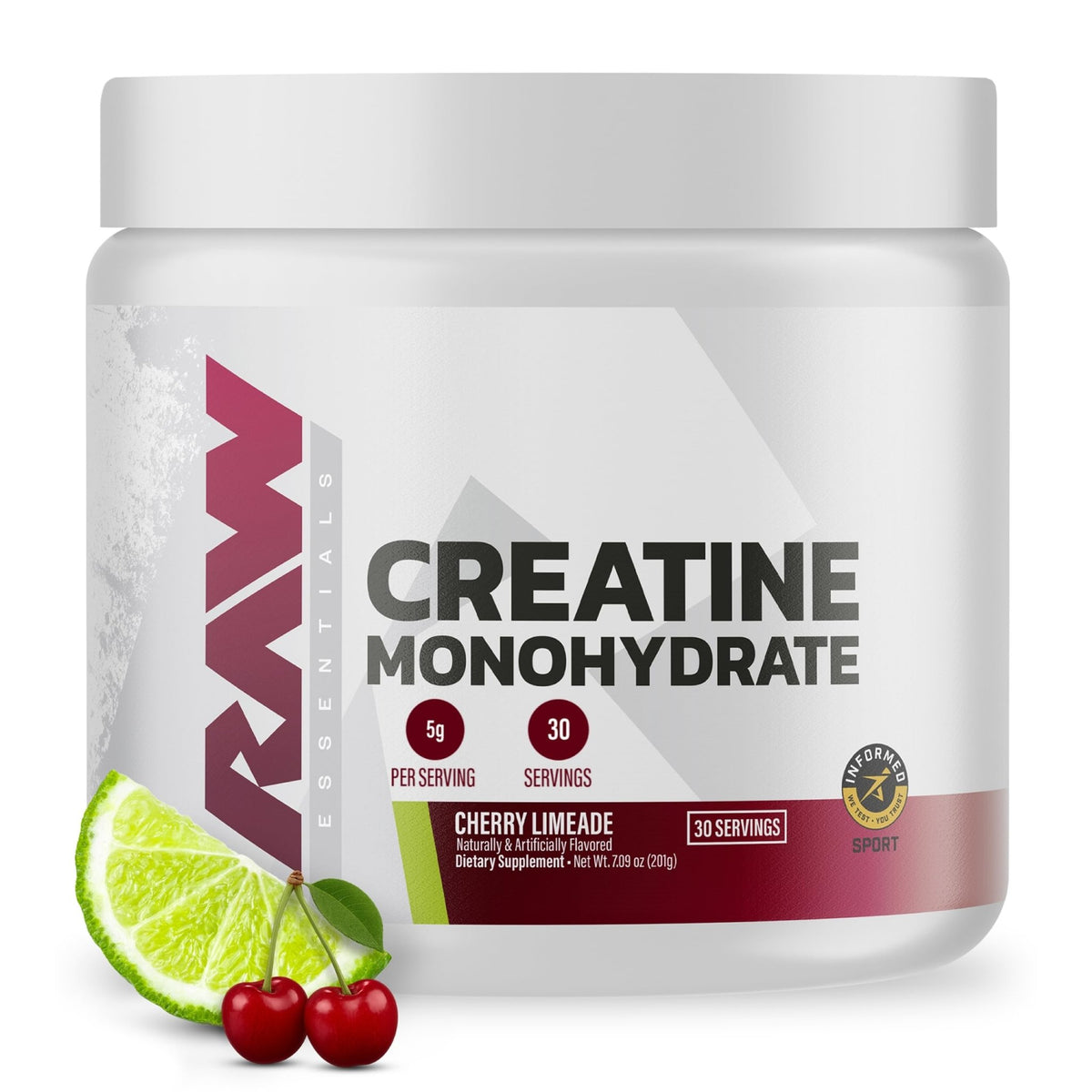 RAW Nutrition Creatine Monohydrate Powder, Cherry Limeade (30 Servings) - Micronized Creatine Monohydrate Supplement for Workout Performance, Build Muscle & Strength - FENGGESTORE20