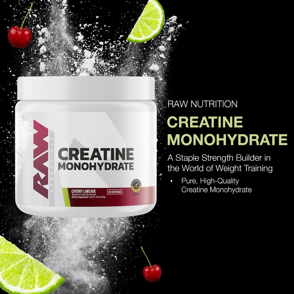 RAW Nutrition Creatine Monohydrate Powder, Cherry Limeade (30 Servings) - Micronized Creatine Monohydrate Supplement for Workout Performance, Build Muscle & Strength - FENGGESTORE20