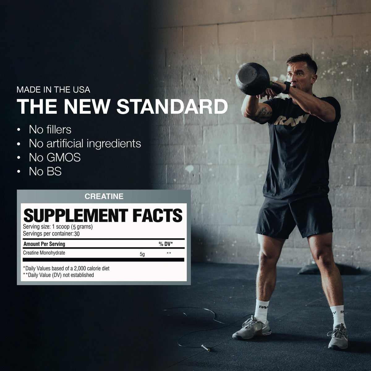 RAW Nutrition Creatine Monohydrate Powder, Unflavored (30 Servings) - Micronized Creatine Monohydrate Supplement for Workout Performance, Build Muscle & Strength - FENGGESTORE20