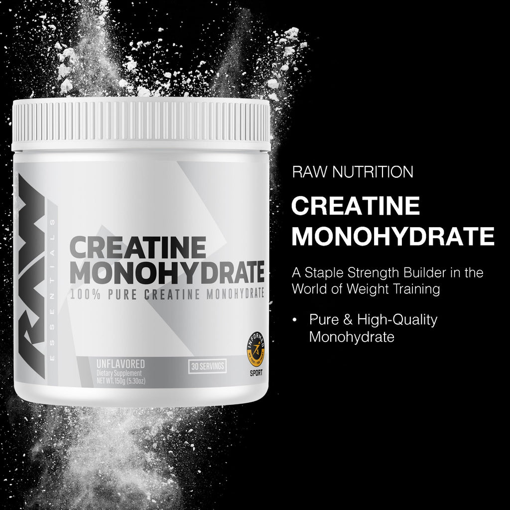 RAW Nutrition Creatine Monohydrate Powder, Unflavored (30 Servings) - Micronized Creatine Monohydrate Supplement for Workout Performance, Build Muscle & Strength - FENGGESTORE20