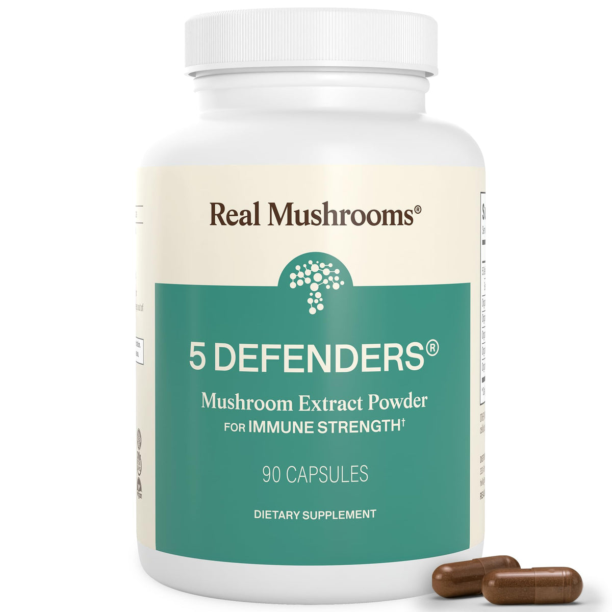 Real Mushrooms 5 Defenders - Adaptogenic Mushrooms Complex with Chaga, Reishi, Turkey Tail, Maitake & Shiitake for Wellness Support - FENGGESTORE20