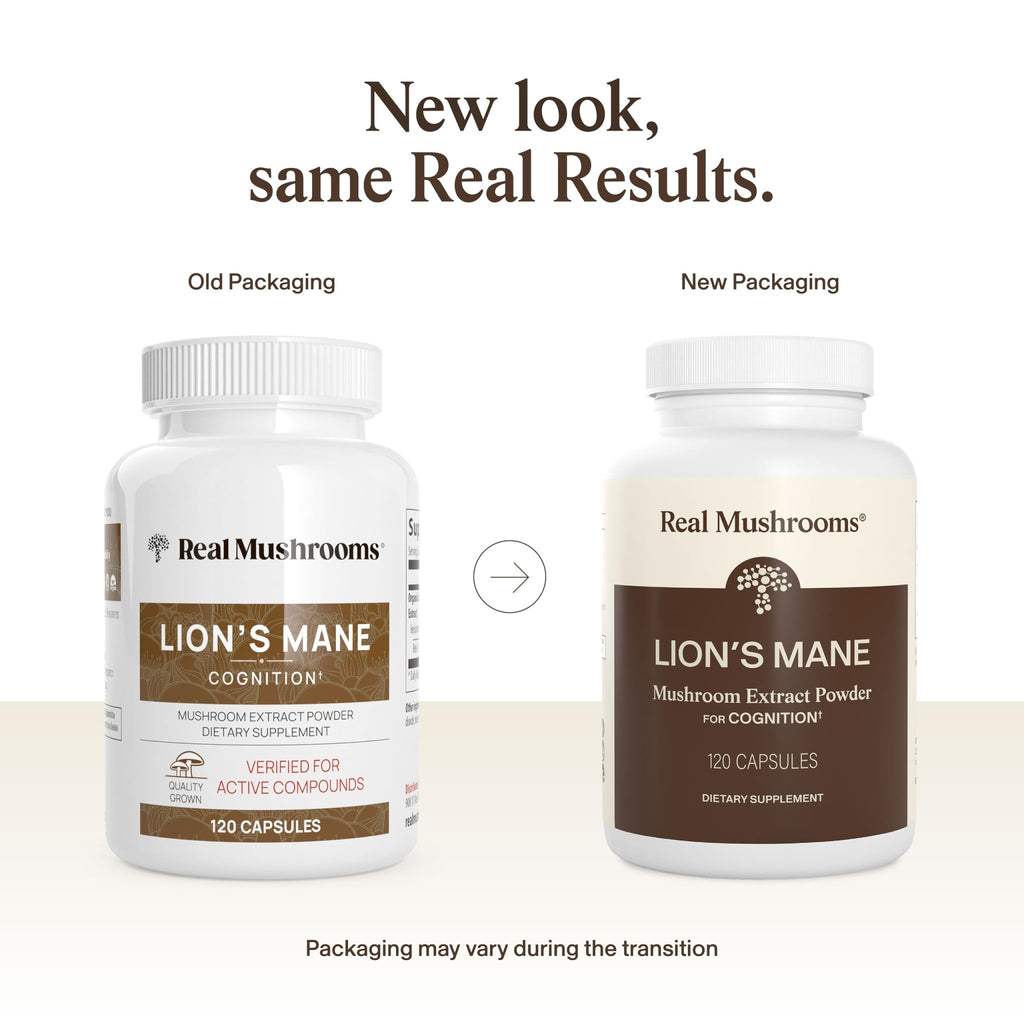 Real Mushrooms Lions Mane Mushroom Cognition (120 Capsules) Lions Mane Mushroom Powder Extract Capsules - FENGGESTORE20