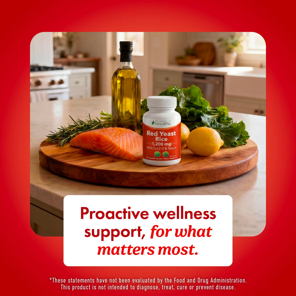 Red Yeast Rice with CoQ10 Supplement | Healthy Cholesterol Levels & Heart Health Support | Extra Strength Red Yeast Rice 1200 MG (600 MG Per Capsule) with Monakolin K - FENGGESTORE20