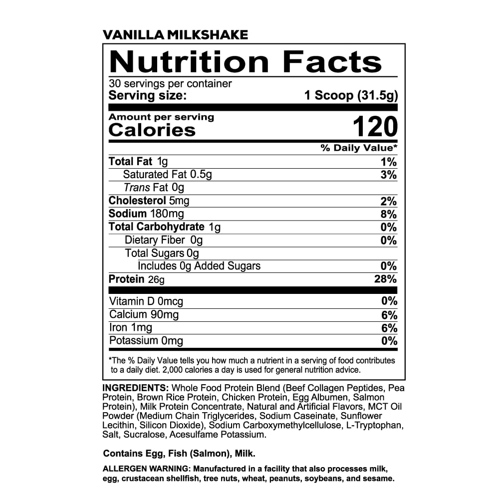 REDCON1 MRE LITE Whole Food Protein Powder, Vanilla Milkshake - Lactose Free & Sugar Free Meal Replacement with Animal Protein Blends - Easy to Digest Formula - Only 1g Carb per Serving (30 Servings) - FENGGESTORE20