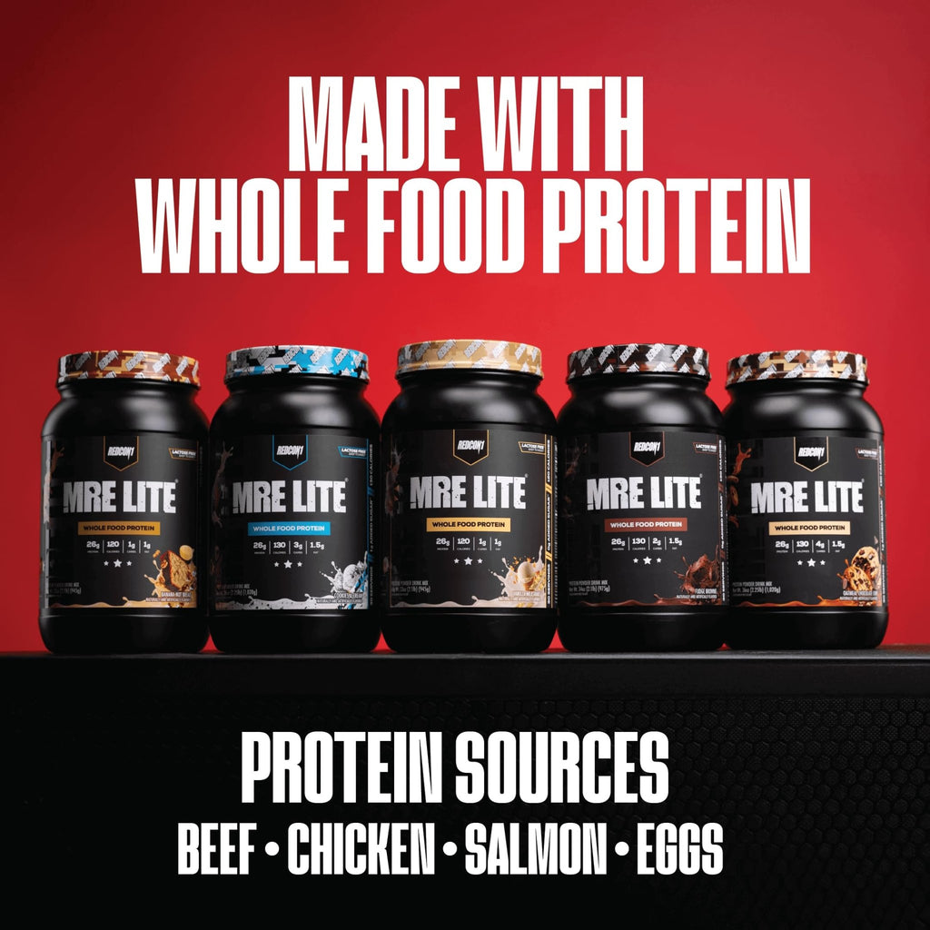 REDCON1 MRE LITE Whole Food Protein Powder, Vanilla Milkshake - Lactose Free & Sugar Free Meal Replacement with Animal Protein Blends - Easy to Digest Formula - Only 1g Carb per Serving (30 Servings) - FENGGESTORE20