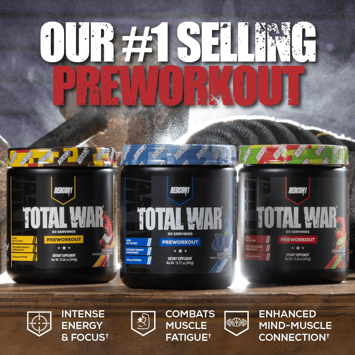 REDCON1 Total War Pre Workout - Beta Alanine + Citrulline Malate Keto Friendly Preworkout for Men & Women with 320mg of Caffeine - Fast Acting -Blue Lemonade (30 Servings) - FENGGESTORE20
