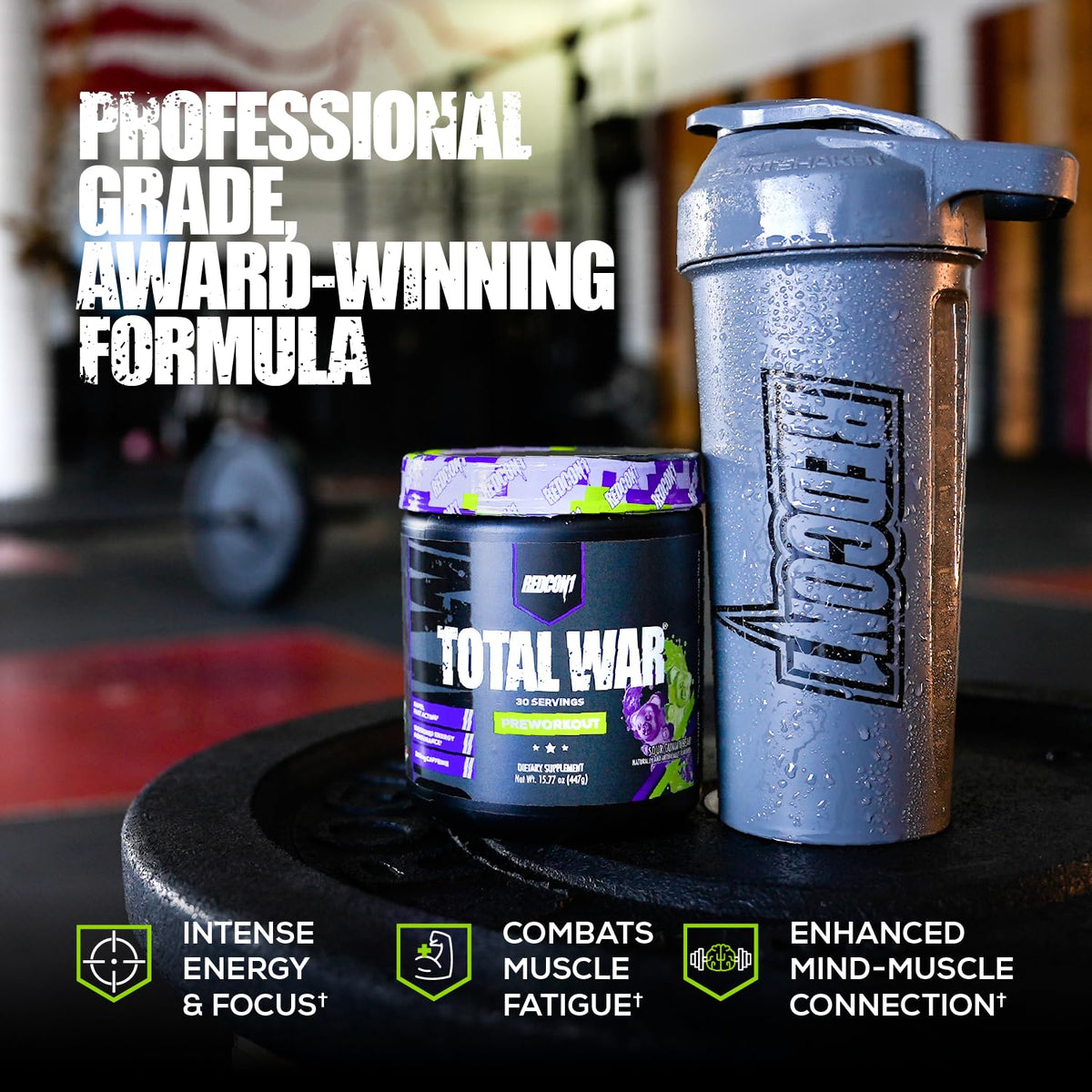 REDCON1 Total War Pre Workout, Watermelon - L Citrulline, Malic Acid, Green Tea Leaf Extract for Pump Boosting Pre Workout for Women & Men - 3.2g Beta Alanine - FENGGESTORE20