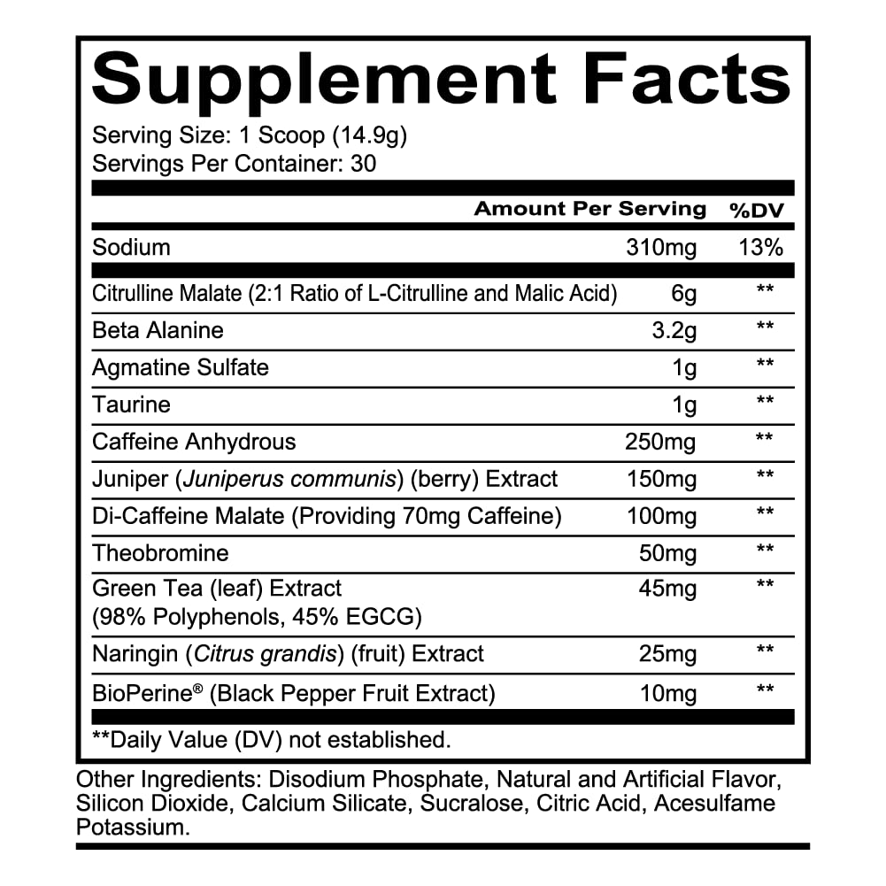 REDCON1 Total War Pre Workout, Watermelon - L Citrulline, Malic Acid, Green Tea Leaf Extract for Pump Boosting Pre Workout for Women & Men - 3.2g Beta Alanine - FENGGESTORE20