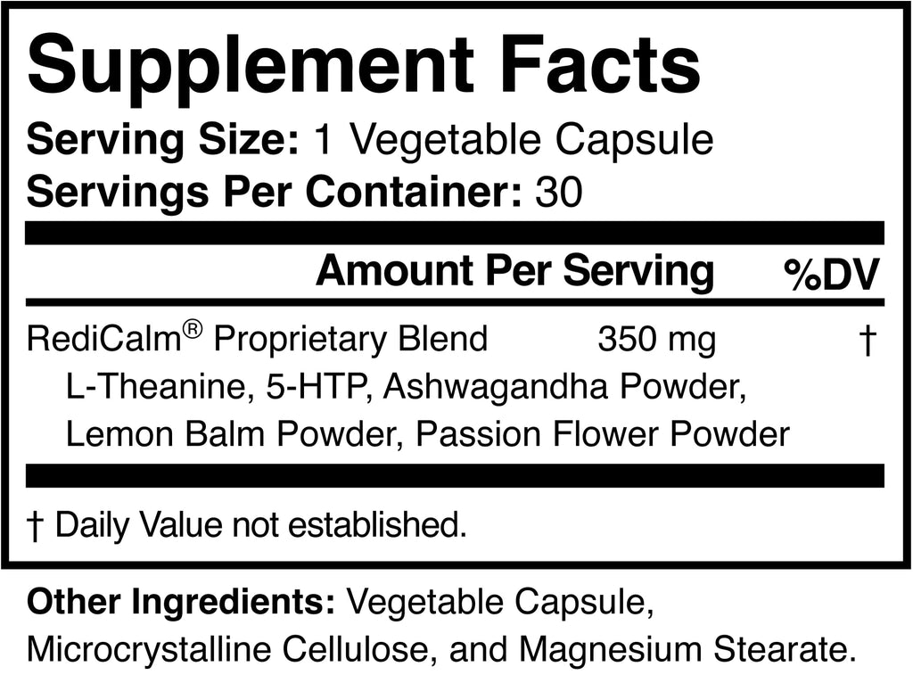 RediCalm - Natural Stress Relief Supplement - Non-GMO, Vegan, Gluten-Free - FENGGESTORE20