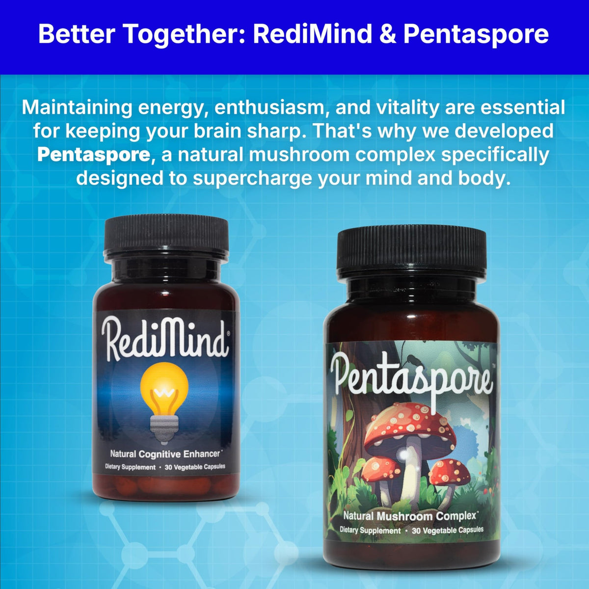 RediMind - Natural Cognitive Enhancement Supplement Capsule - Non-GMO, Vegan, Gluten-Free - FENGGESTORE20