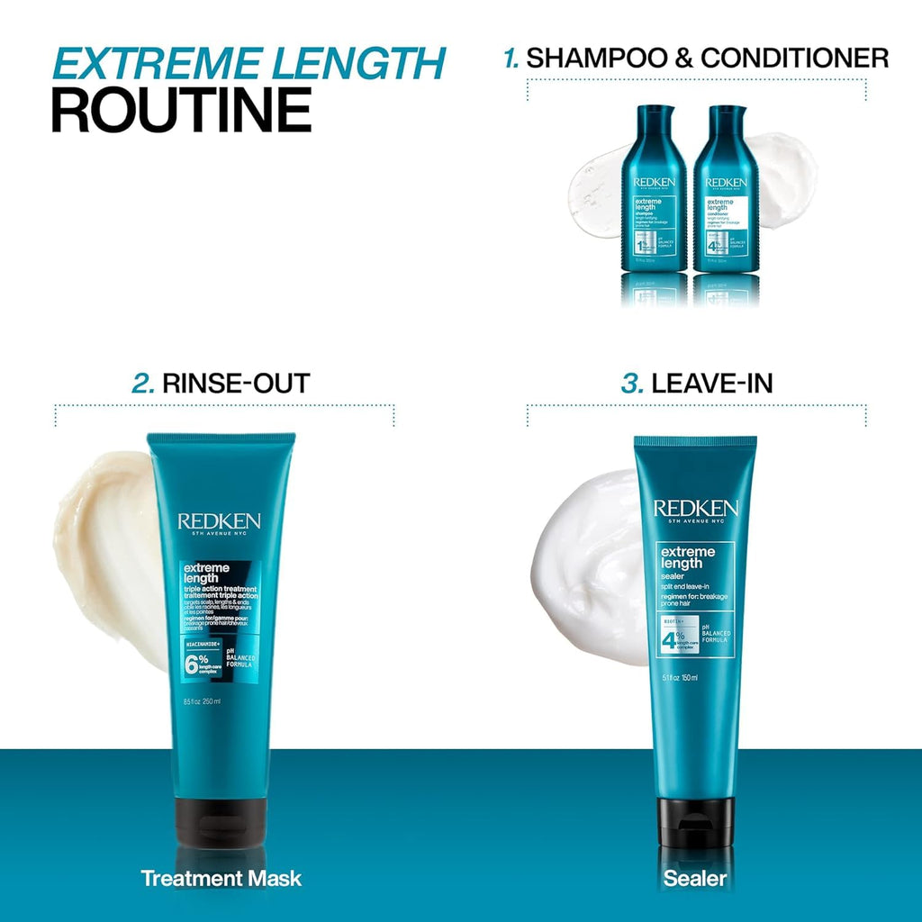 Redken Extreme Length Conditioner For Damaged Hair - Fortifies, Strengthens and Conditions Hair, Infused With Biotin & Castor Oil For Hair Growth, 10.1 Fl Oz - FENGGESTORE20