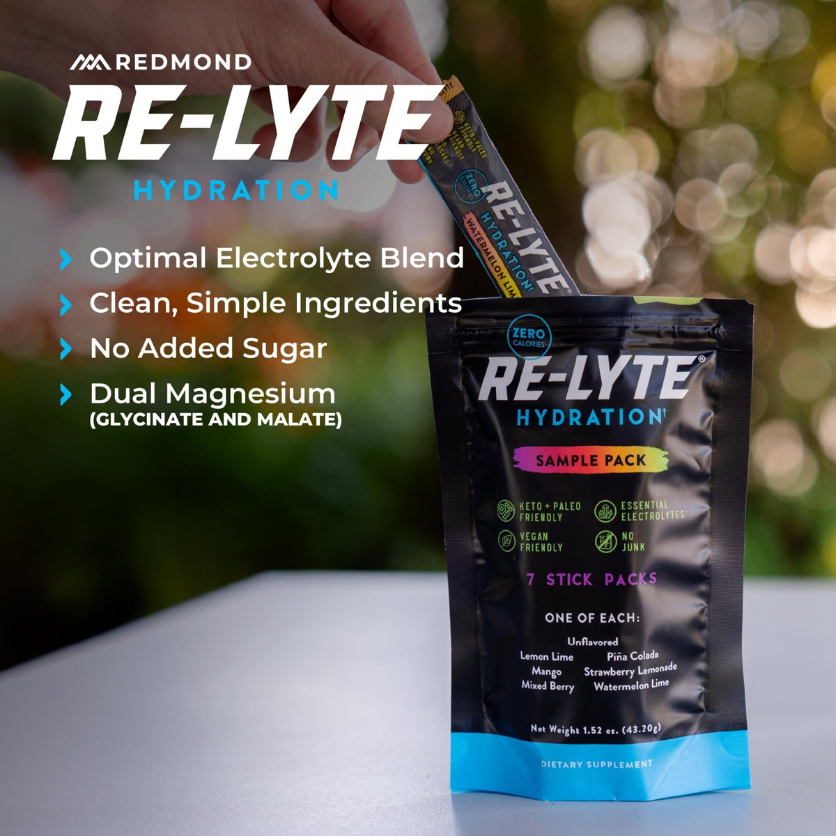 REDMOND Re-Lyte Hydration Electrolyte Powder Drink Mix Variety (7 Stick Packs) - FENGGESTORE20