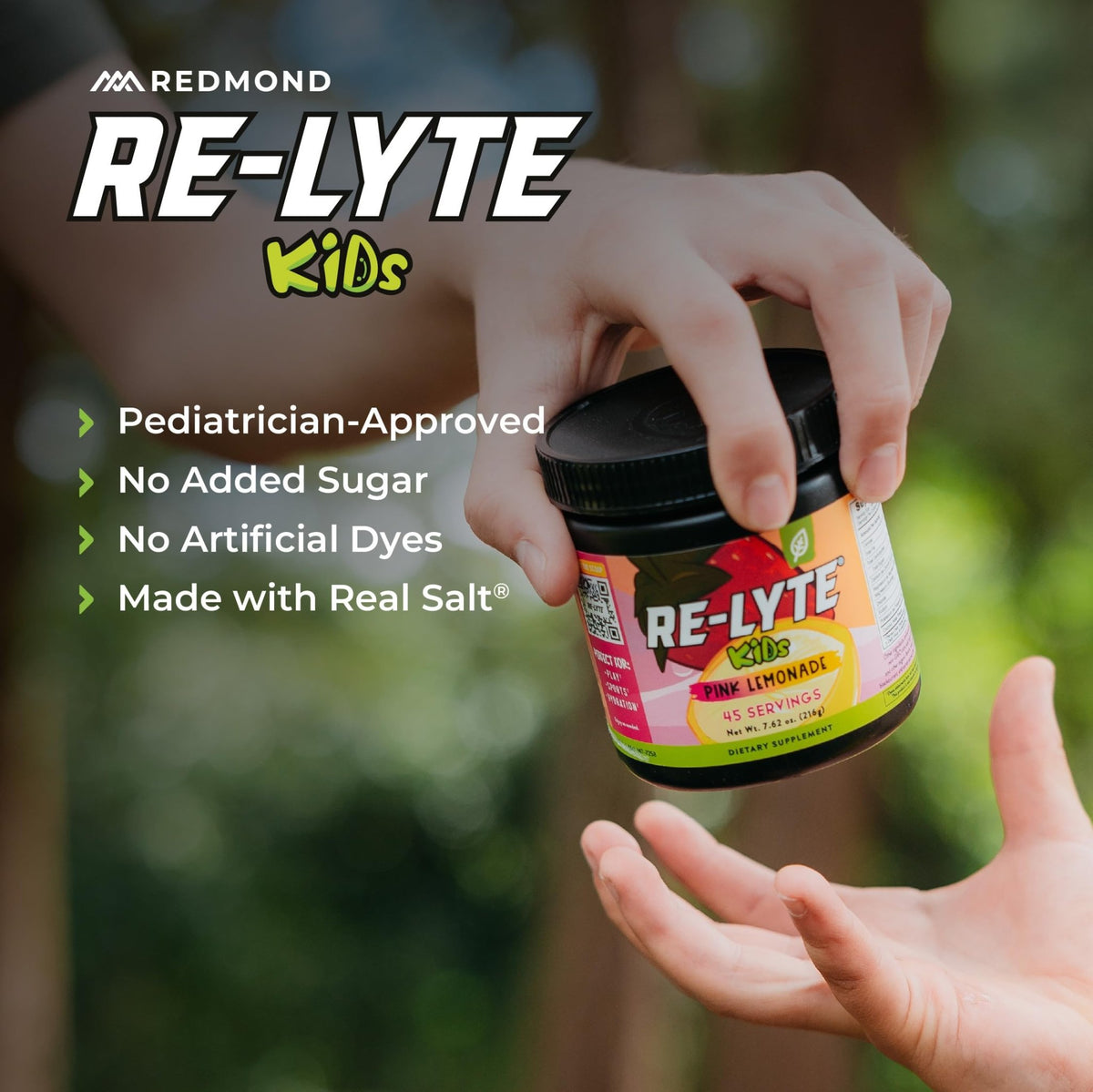 REDMOND Re-Lyte Kids Hydration Electrolyte Mix Powder, Pink Lemonade 7.62 oz - FENGGESTORE20