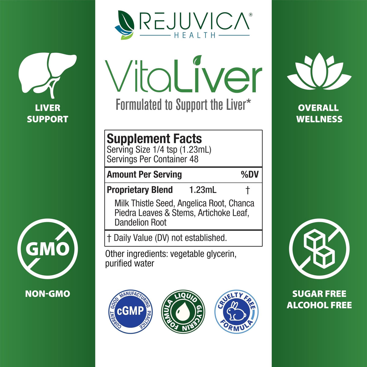 Rejuvica Health VitaLiver | Liver Cleanse & Detox Drops | Milk Thistle, Artichoke, Chanca Piedra & Dandelion Extract | Fatty Liver Support Repair - FENGGESTORE20