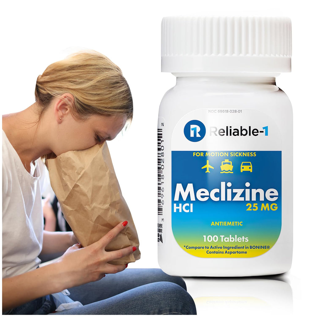 Reliable-1 Laboratories Meclizine HCL 25mg 100 Tablets (1 Bottle) - FENGGESTORE20