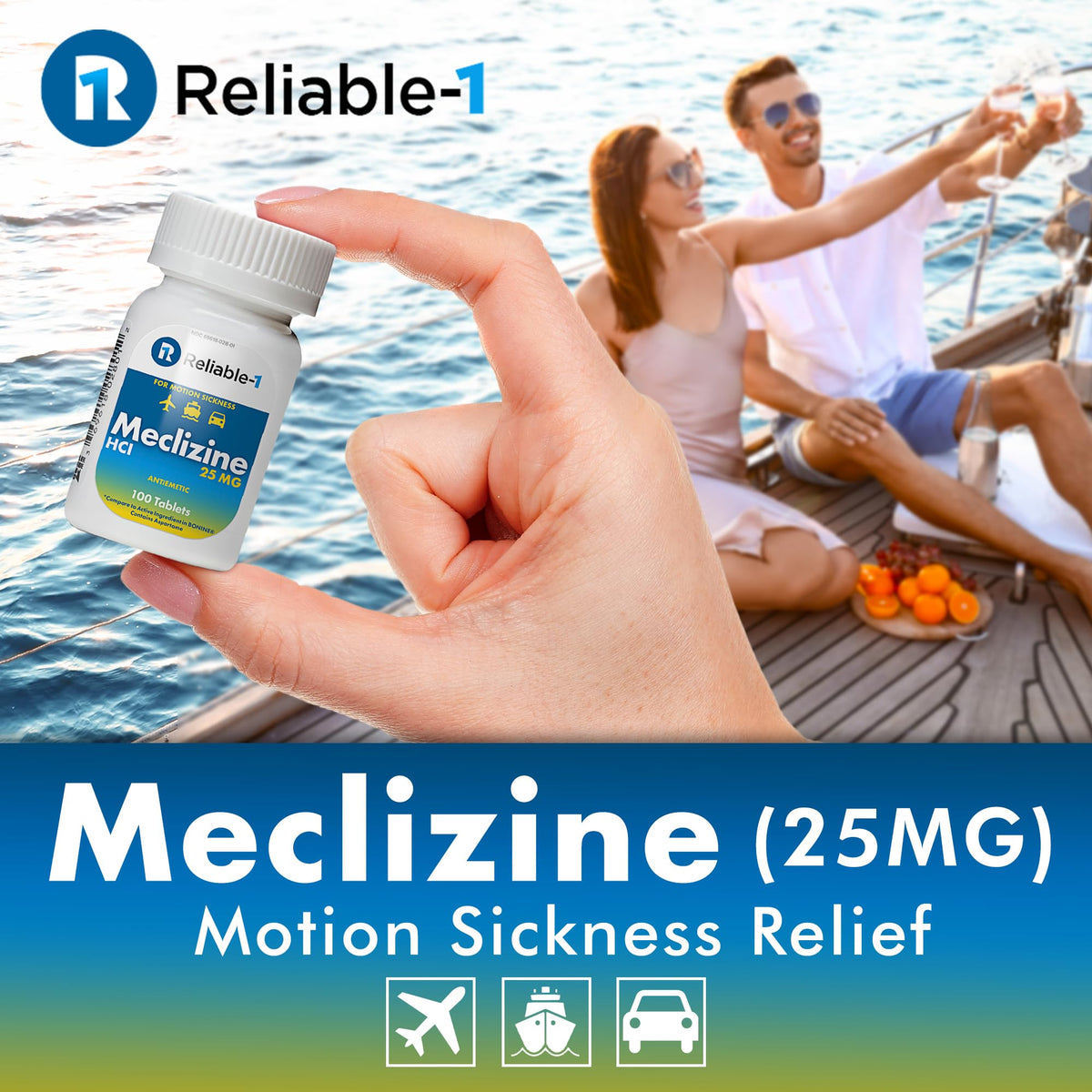 Reliable-1 Laboratories Meclizine HCL 25mg 100 Tablets (1 Bottle) - FENGGESTORE20
